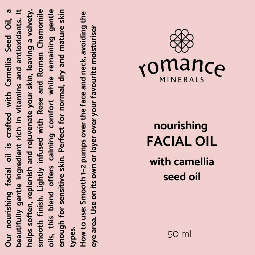 Label of Romance Minerals nourishing facial oil